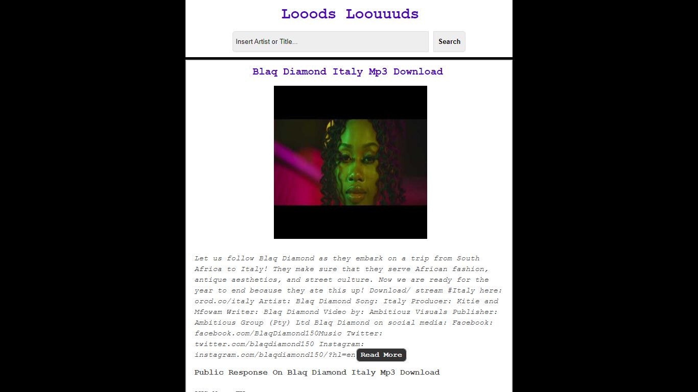 Descargar Blaq Diamond Italy Mp3 Download - Looods Loouuuds