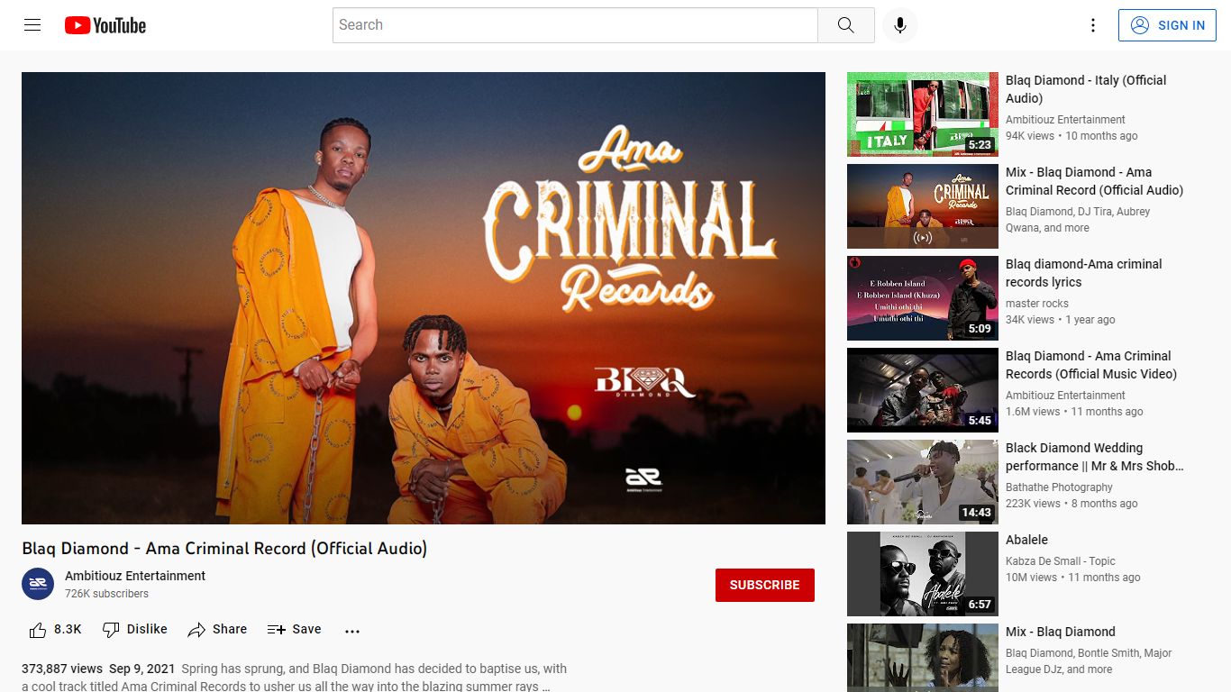 Blaq Diamond - Ama Criminal Record (Official Audio) - YouTube